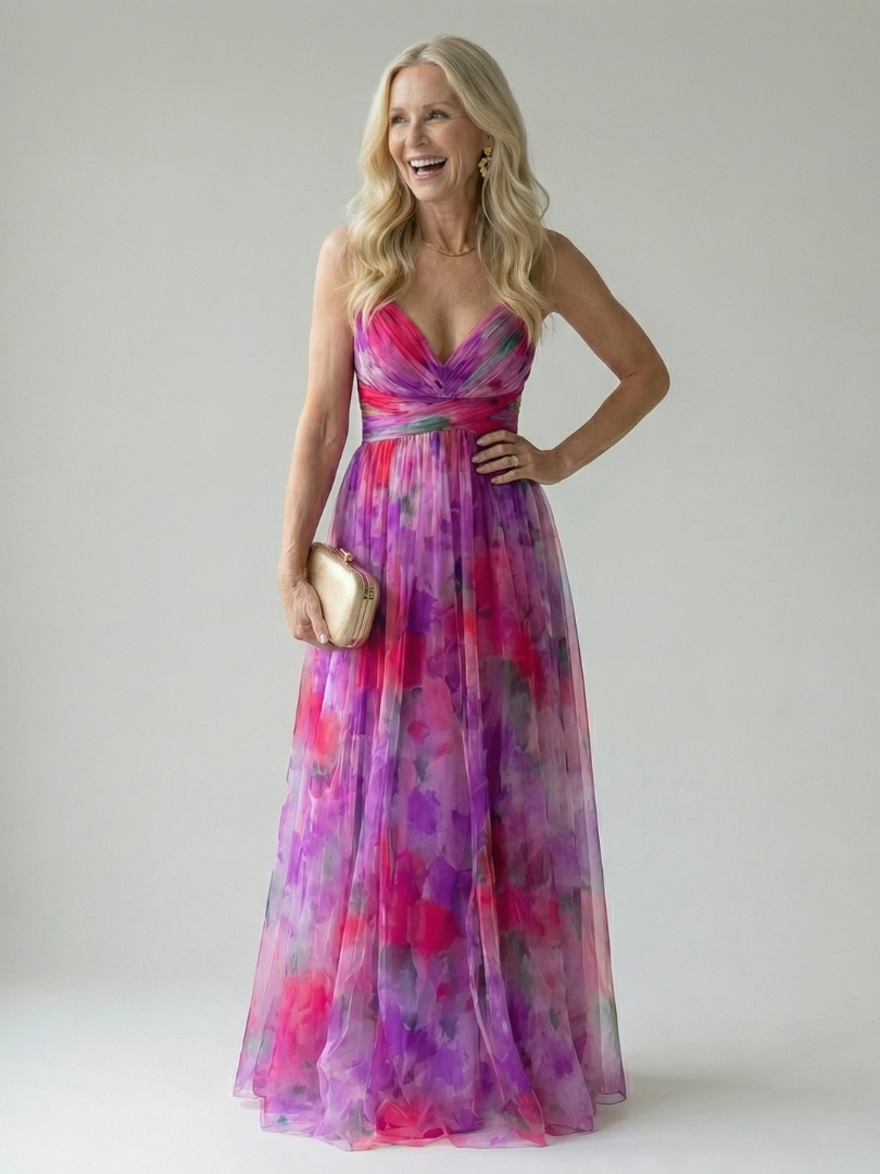 Élise – Robe longue portefeuille dégradée