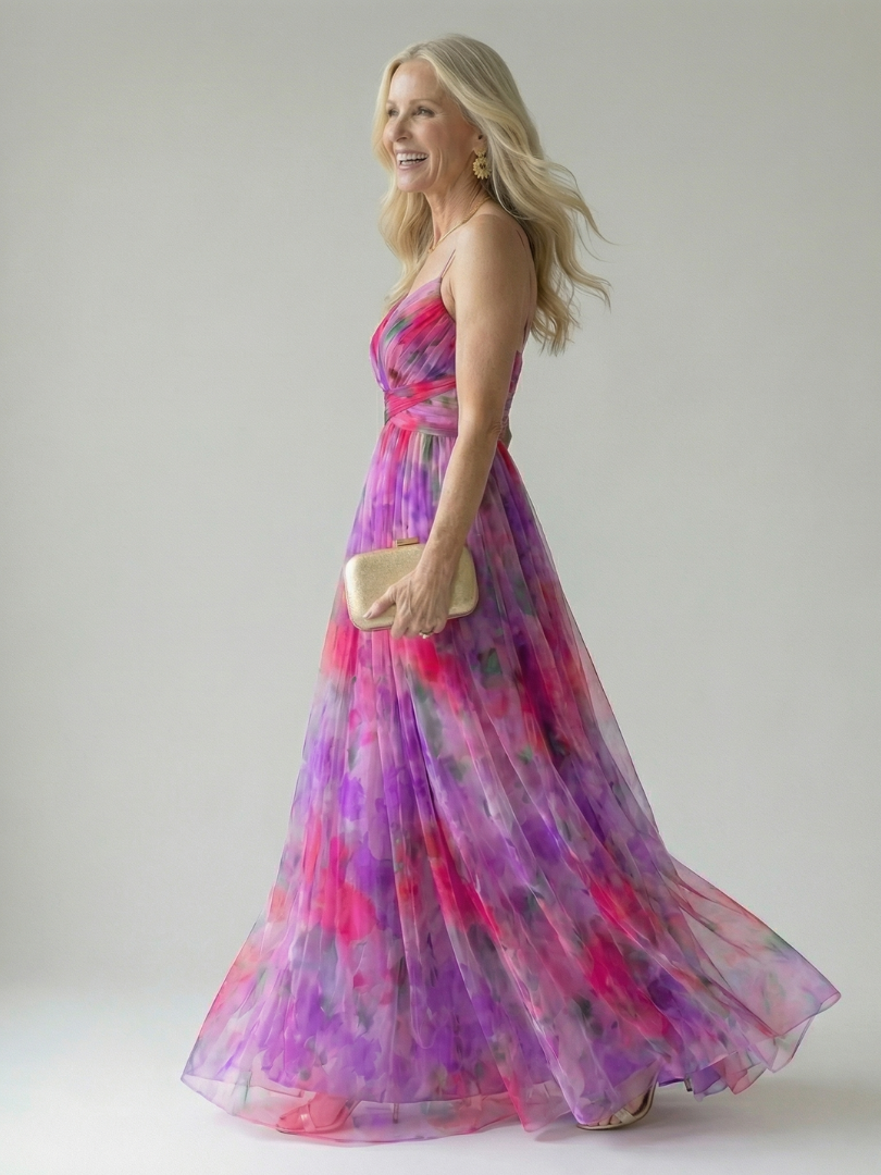Élise – Robe longue portefeuille dégradée