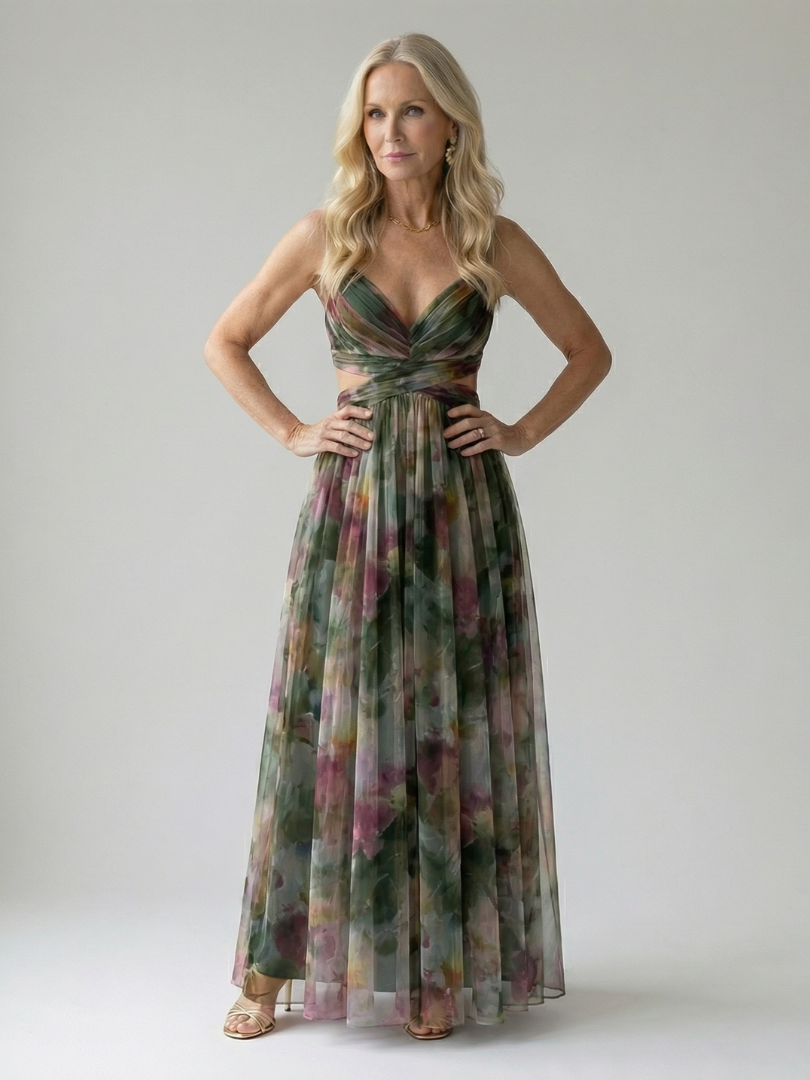 Élise – Robe longue portefeuille dégradée