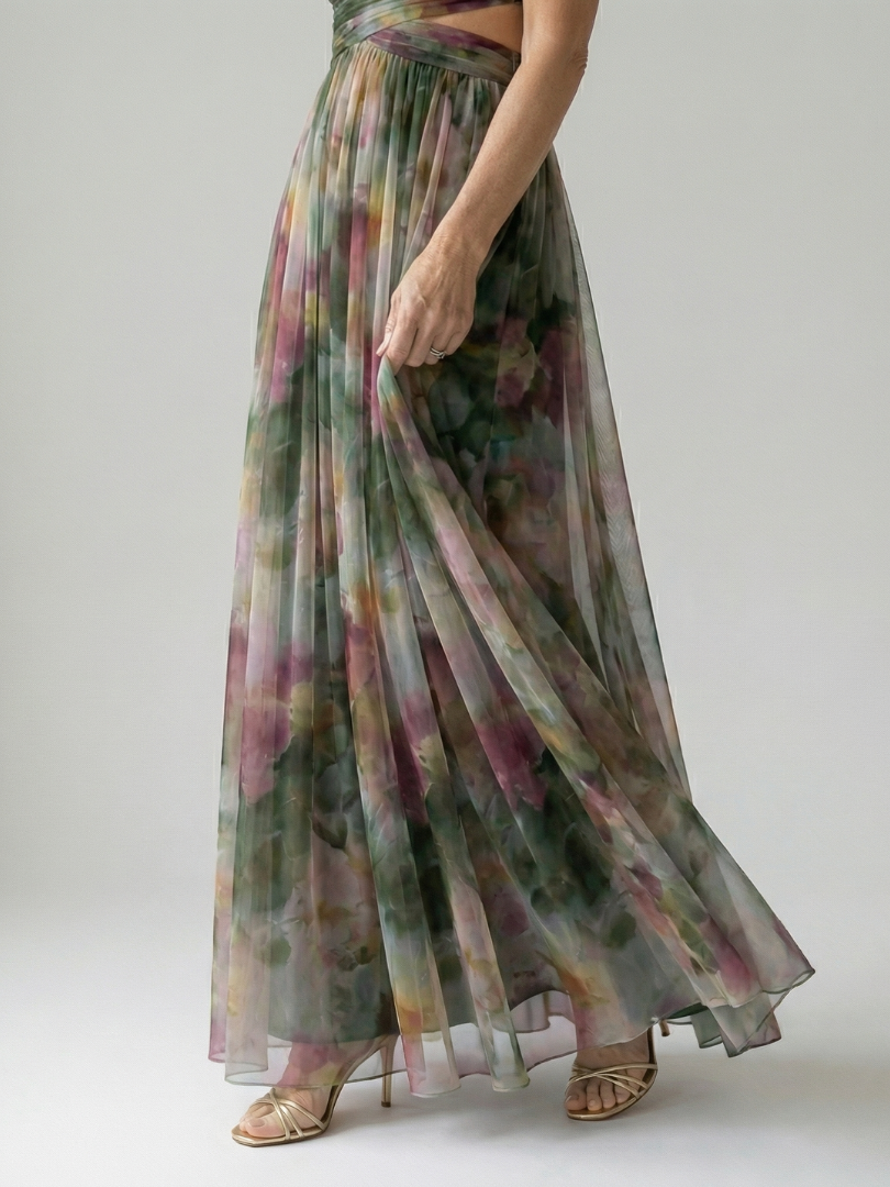 Élise – Robe longue portefeuille dégradée