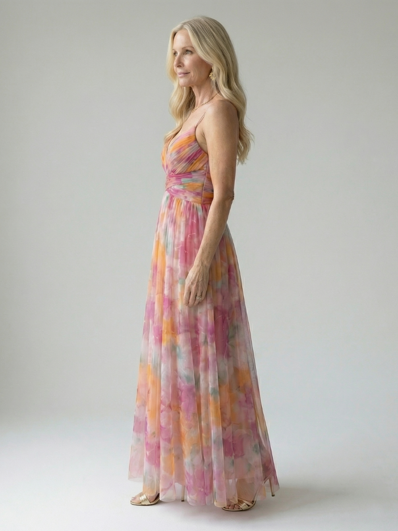 Élise – Robe longue portefeuille dégradée
