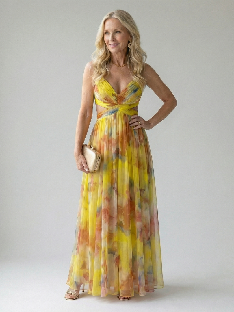 Élise – Robe longue portefeuille dégradée