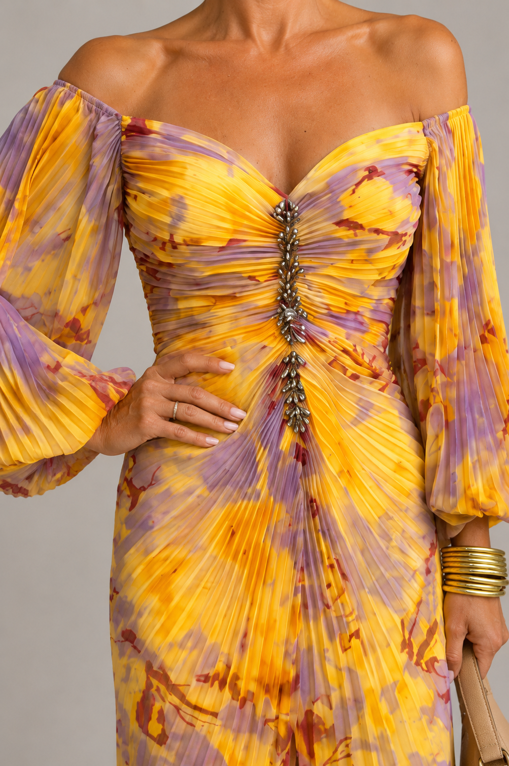 Marielle – Robe longue fleurie à décolleté plongeant