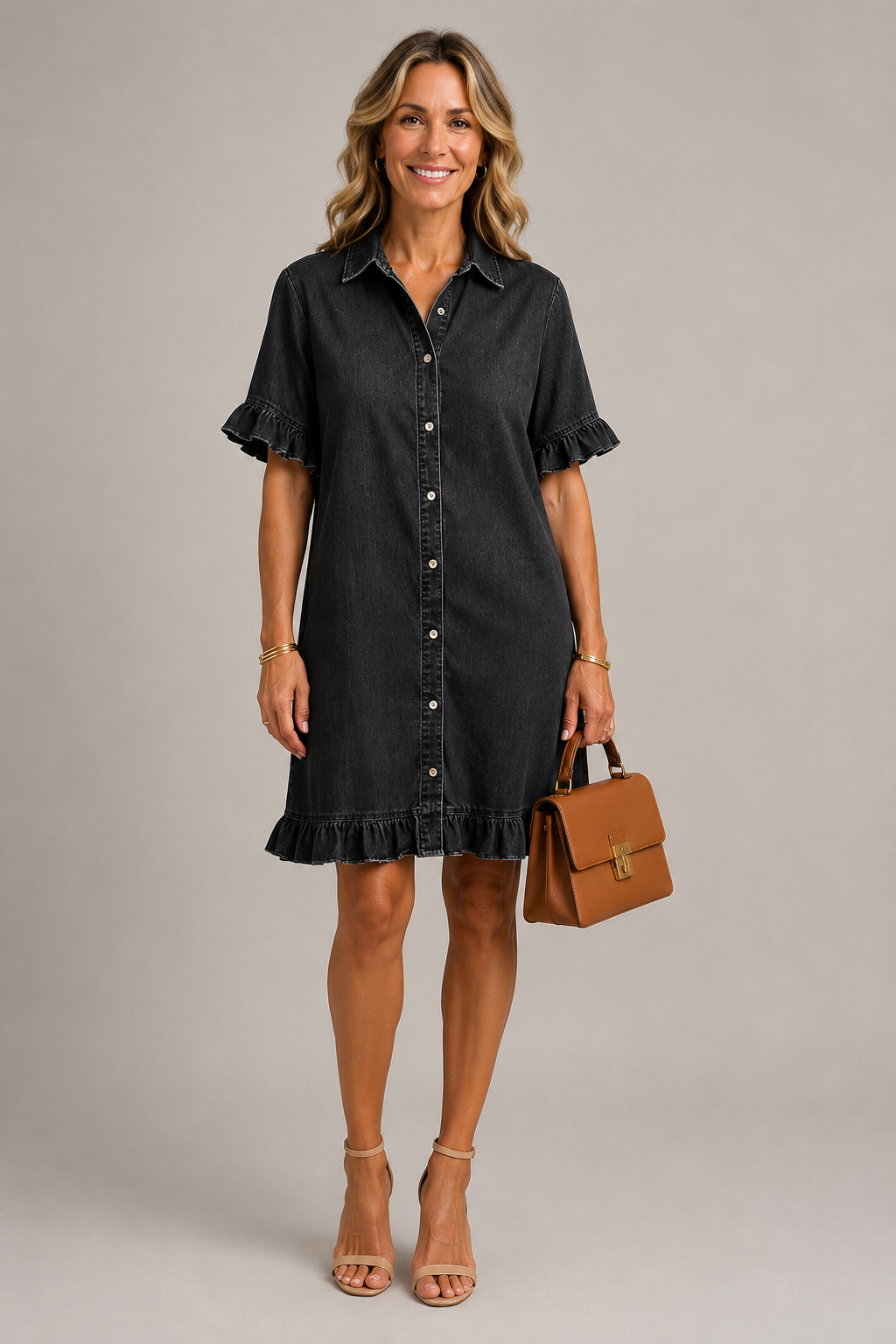 Margaux – Robe boutonnée effet denim