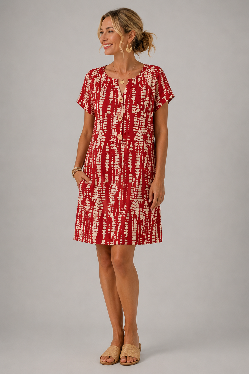 Constance – Robe colorblock au genou à col V