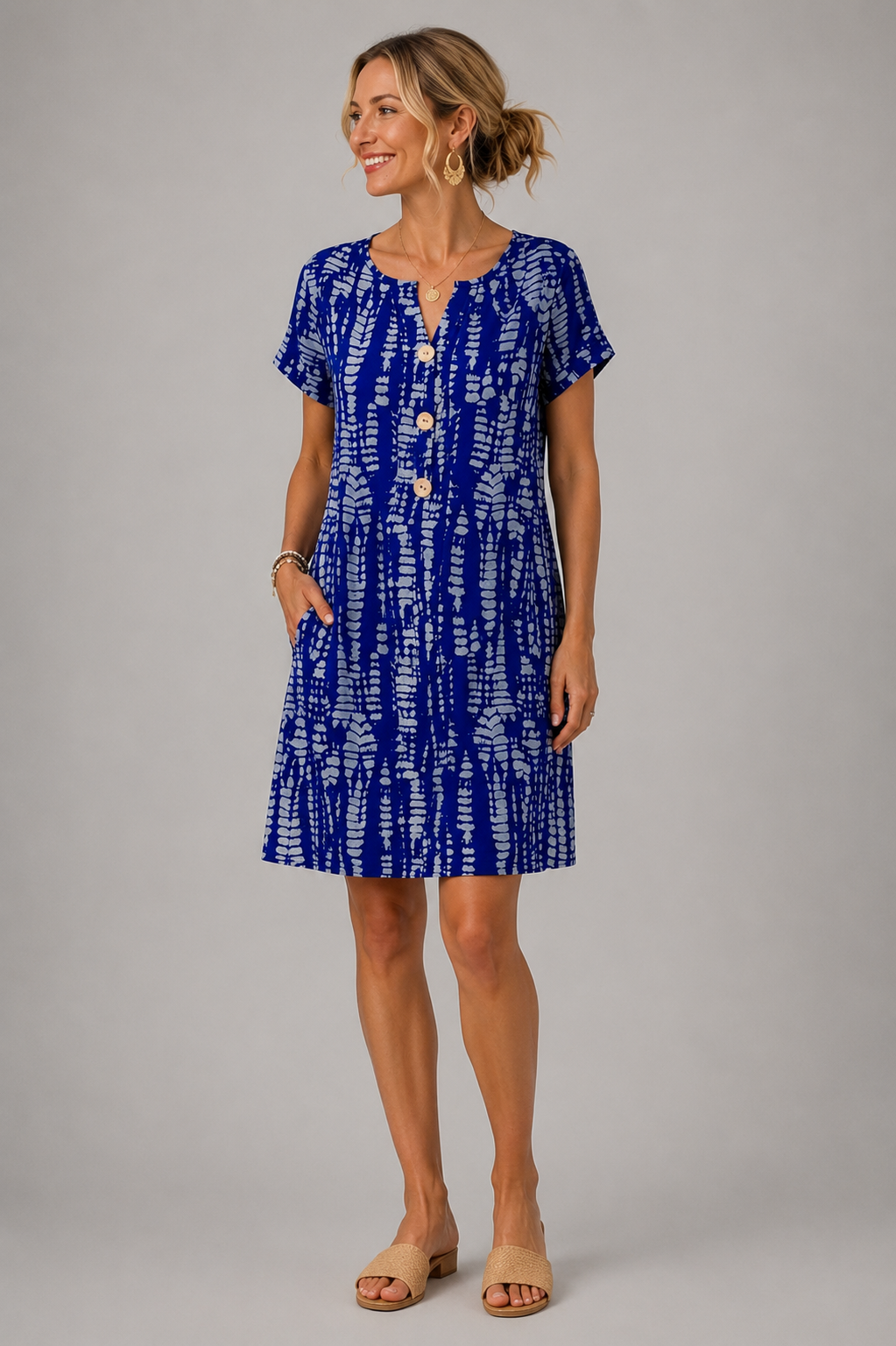 Constance – Robe colorblock au genou à col V