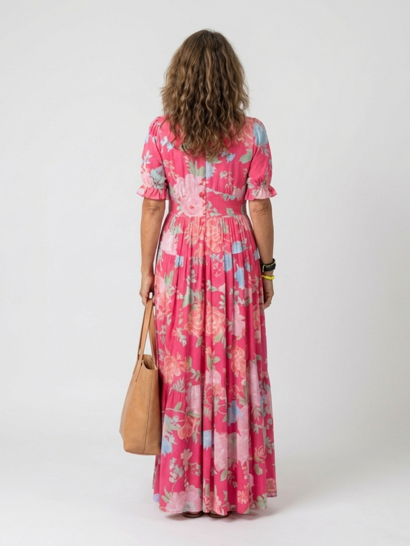 Line – Robe midi romantique fleurie à col V
