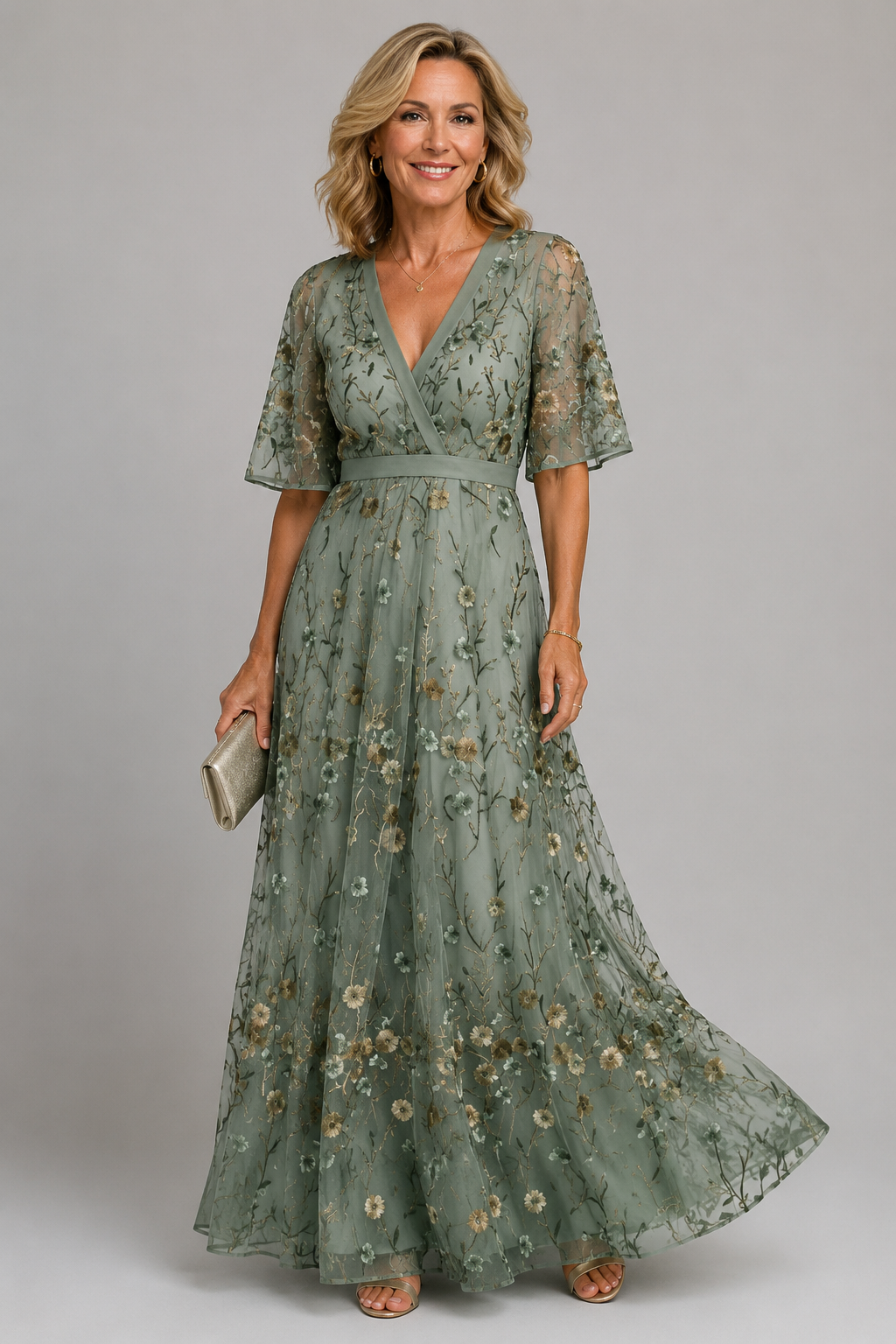 Solenne – Robe midi fleurie à col dos-nu