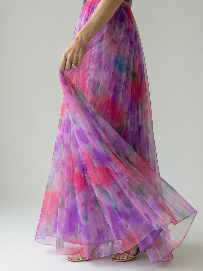 Élise – Robe longue portefeuille dégradée