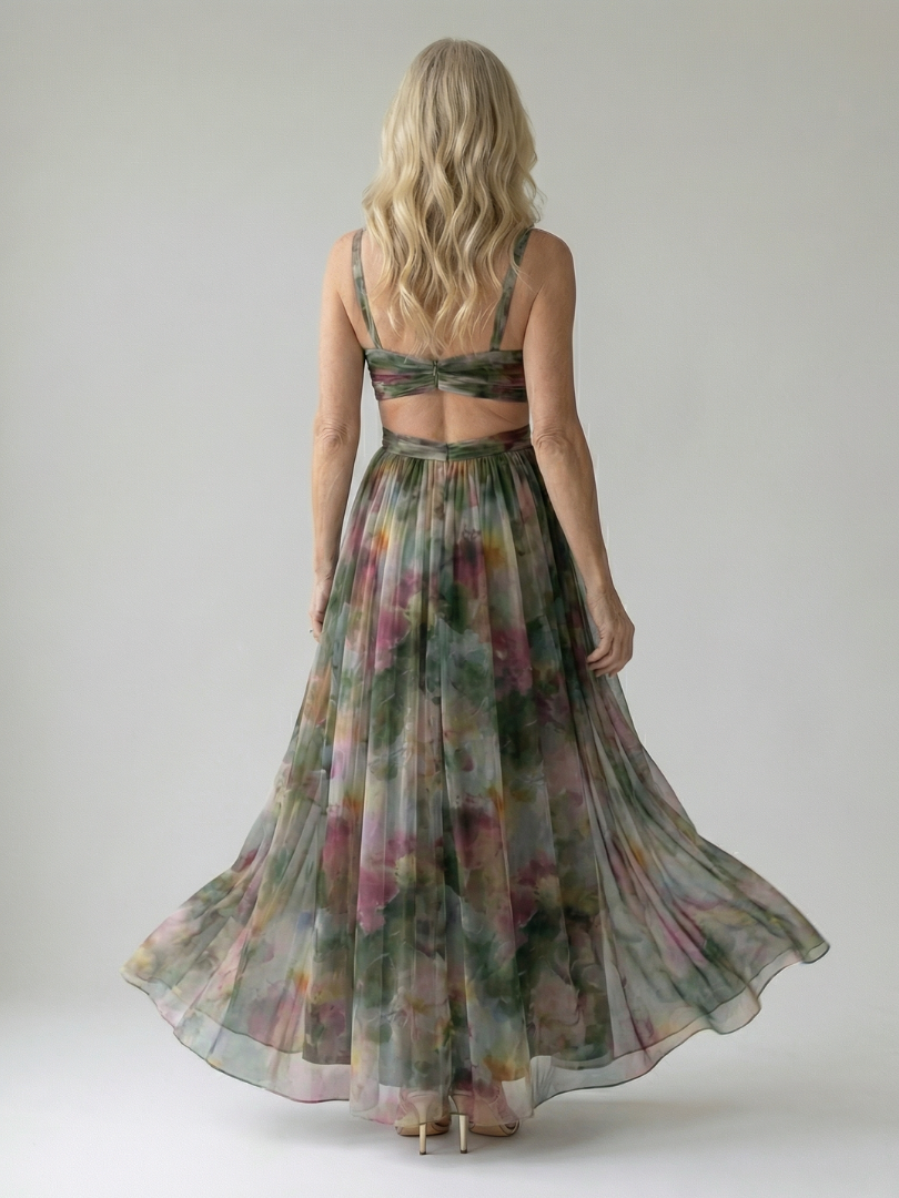 Élise – Robe longue portefeuille dégradée