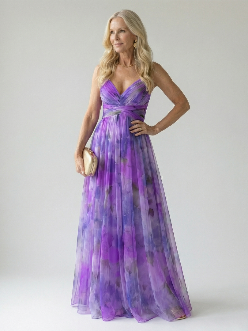 Élise – Robe longue portefeuille dégradée