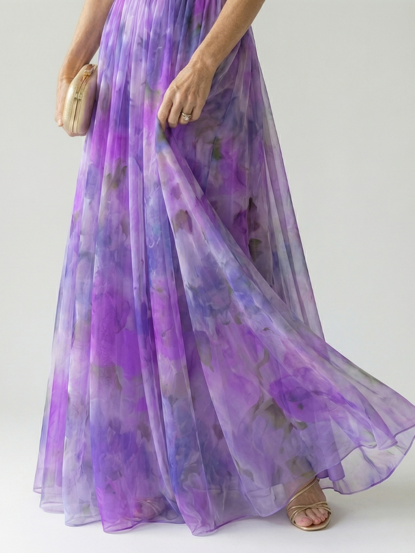 Élise – Robe longue portefeuille dégradée