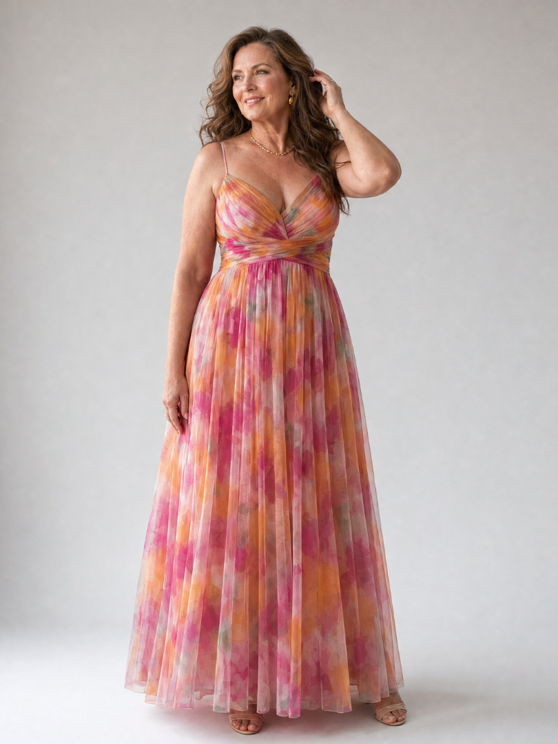 Élise – Robe longue portefeuille dégradée