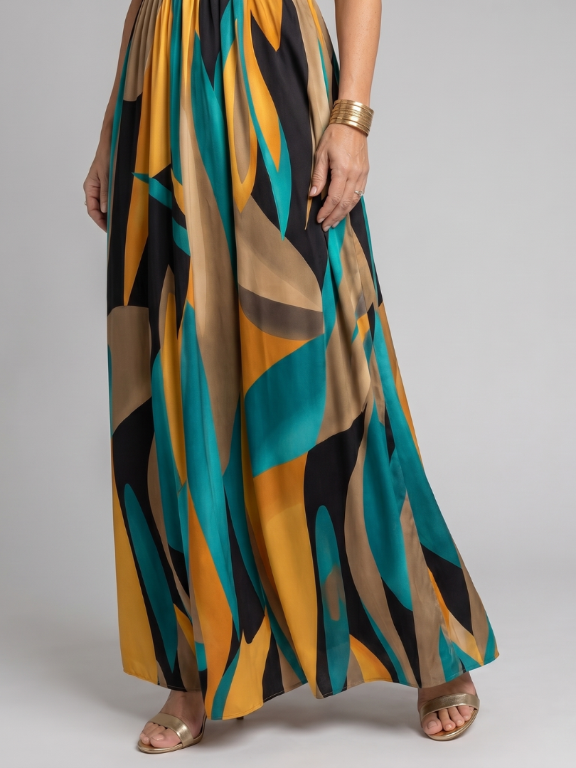 Zélia – Robe longue taille empire à col V