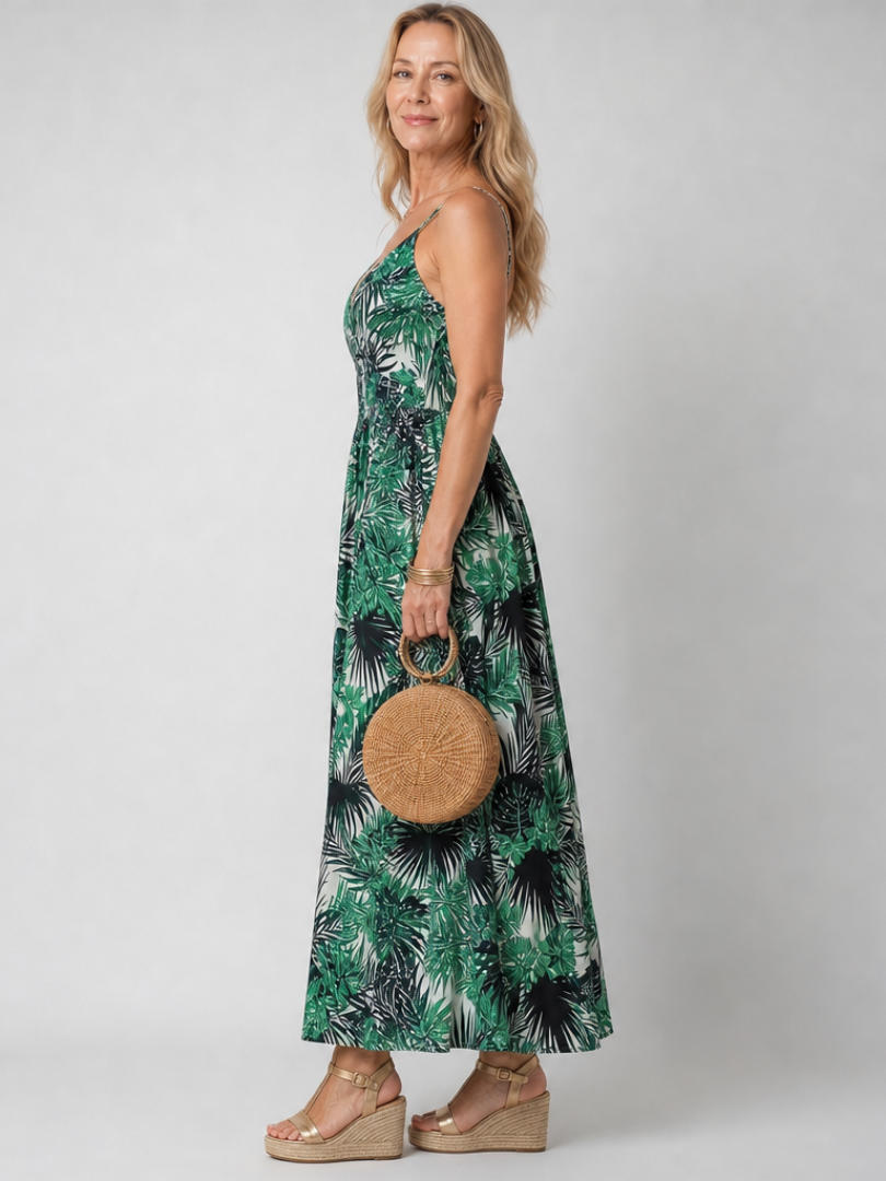 Gisèle – Robe midi fleurie à col V