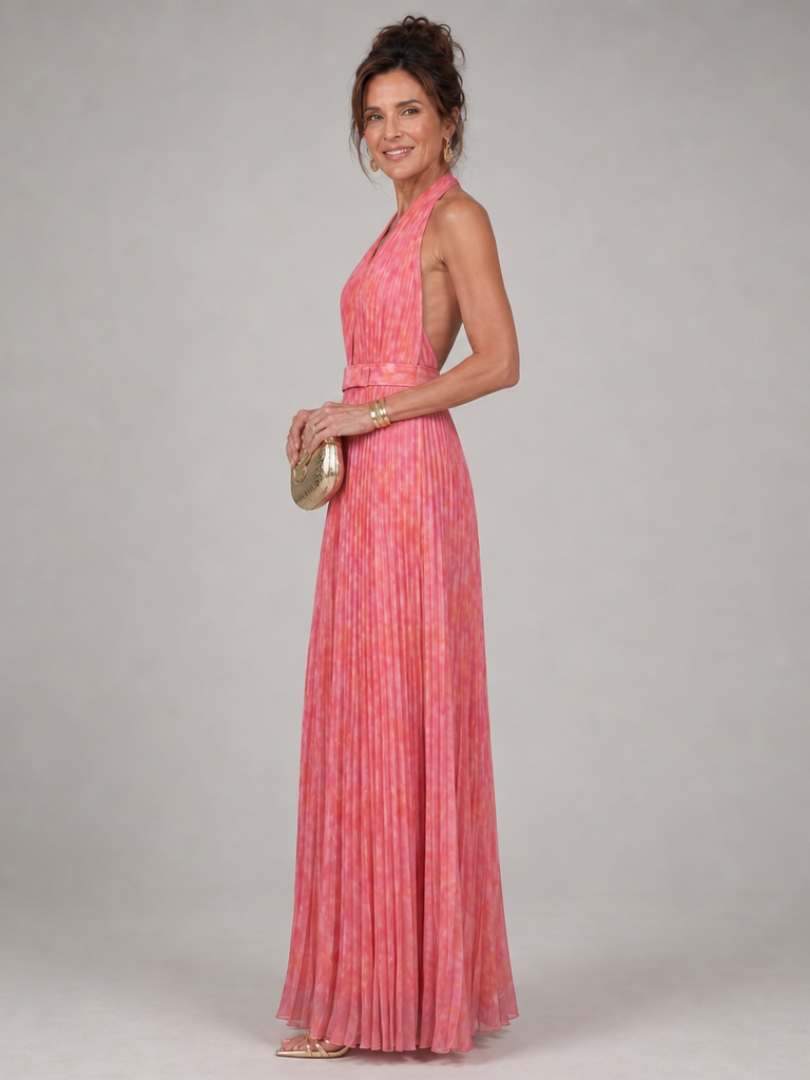Rosalie – Robe longue plissée dos-nu
