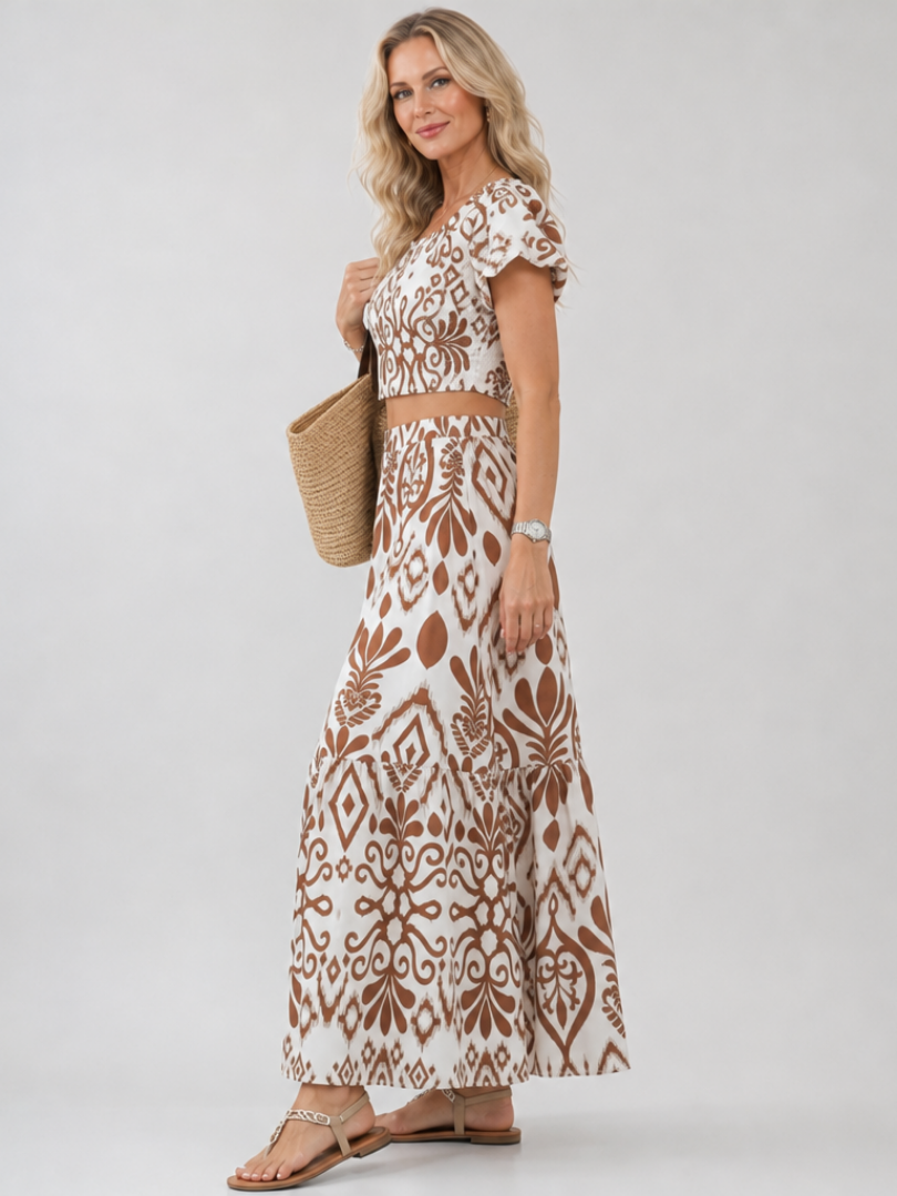Noémie – Robe midi fleurie à manches volantées