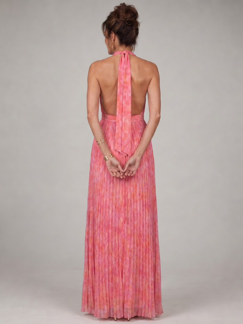 Rosalie – Robe longue plissée dos-nu