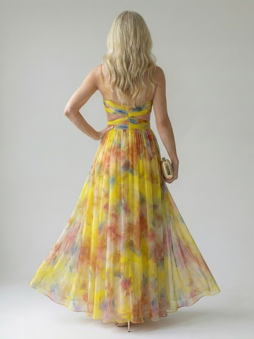 Élise – Robe longue portefeuille dégradée
