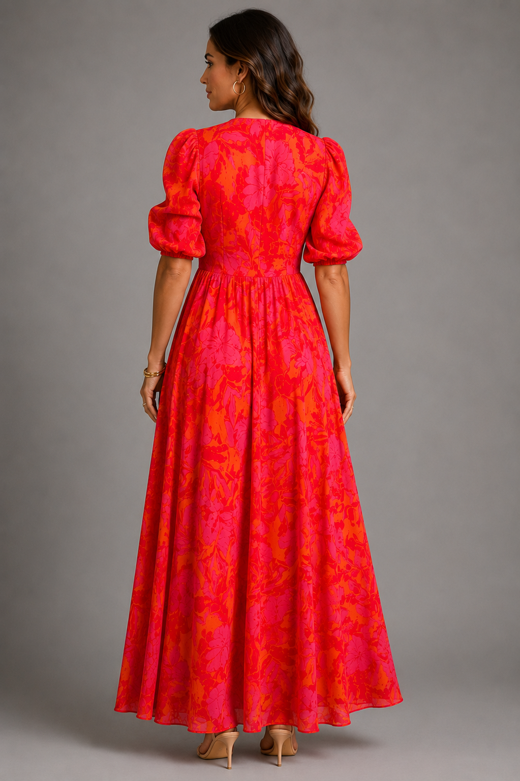 Olympe – Robe fluide rose et orange