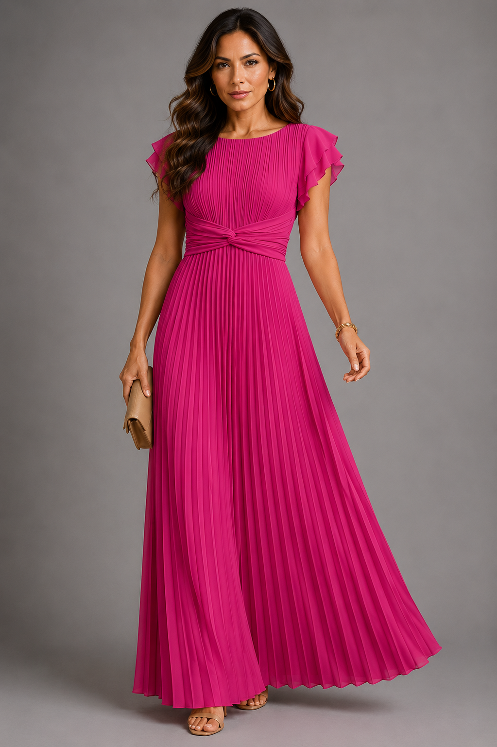 Sélène – Robe longue plissée glamour