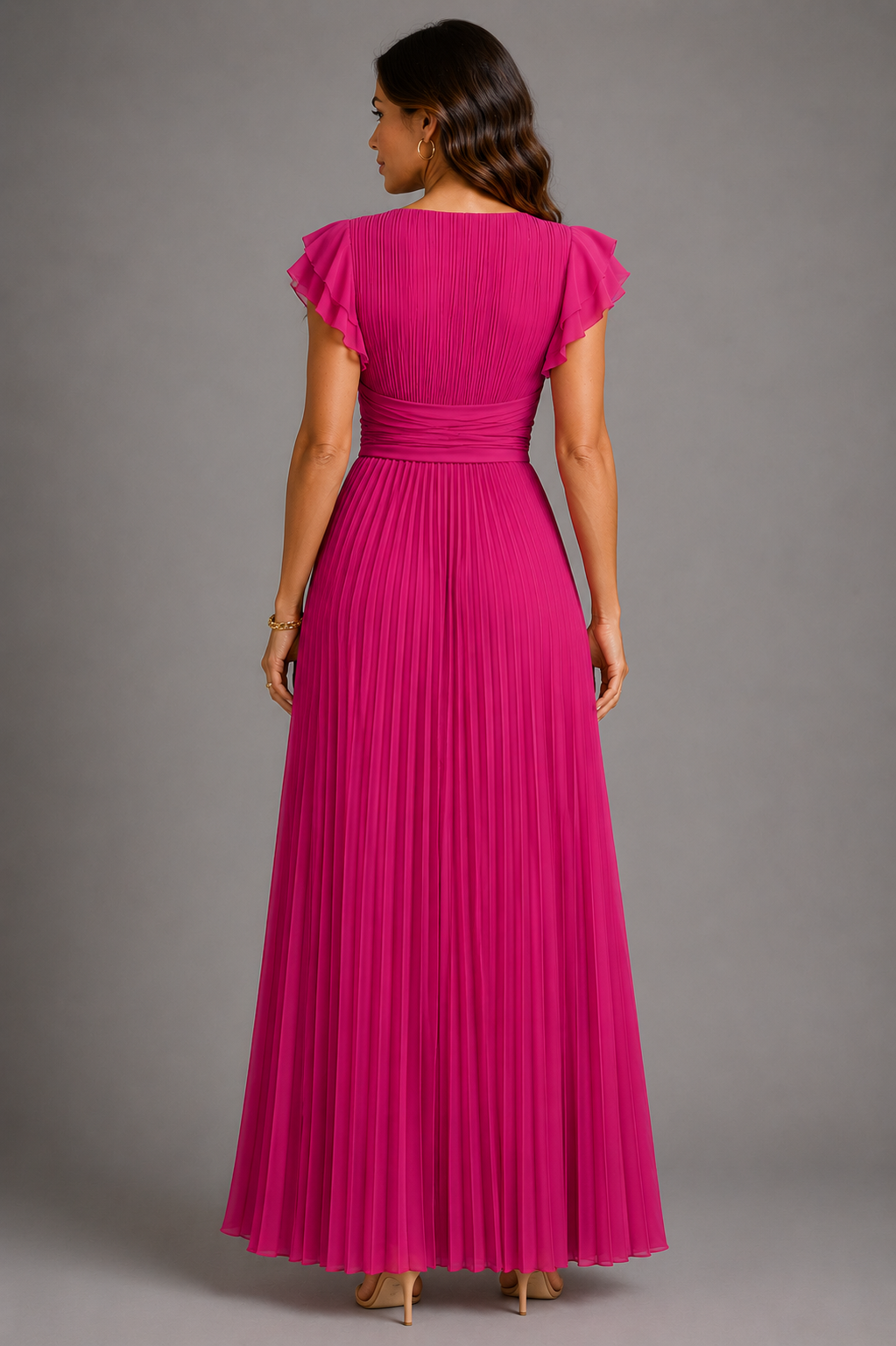 Sélène – Robe longue plissée glamour