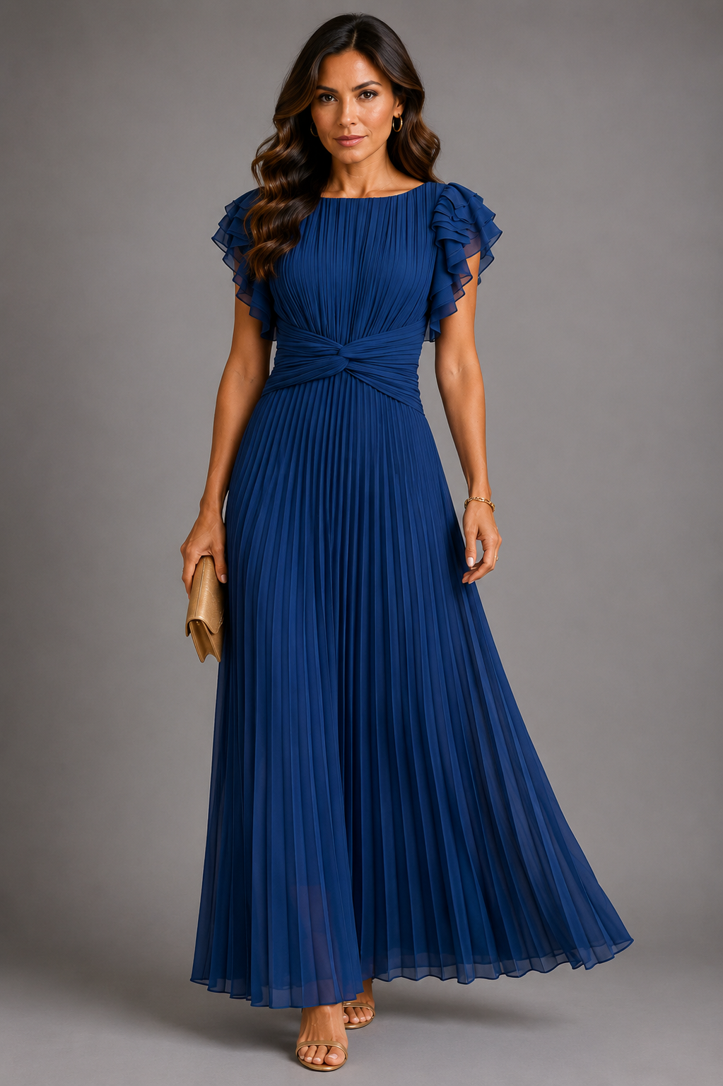 Sélène – Robe longue plissée glamour