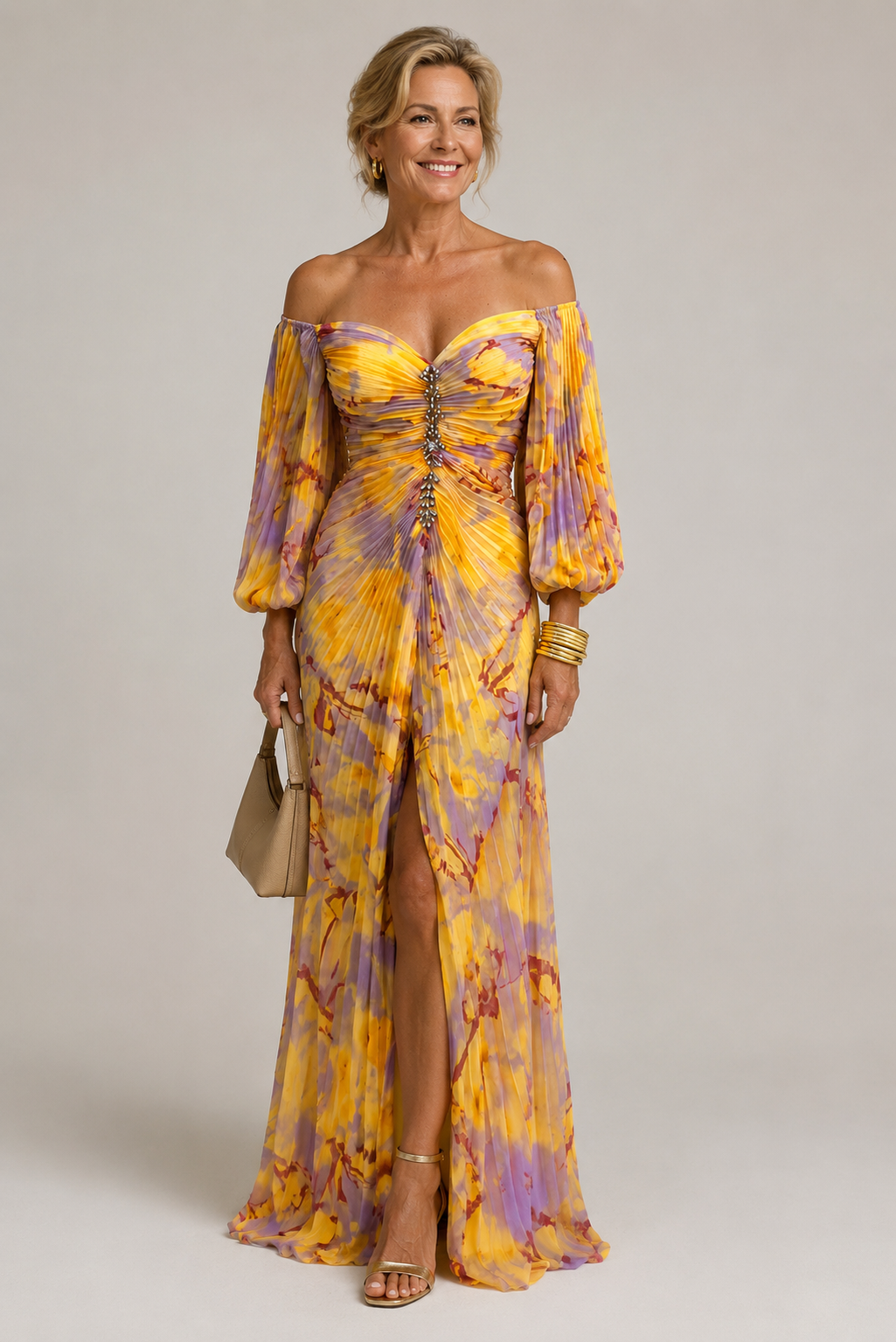 Marielle – Robe longue fleurie à décolleté plongeant