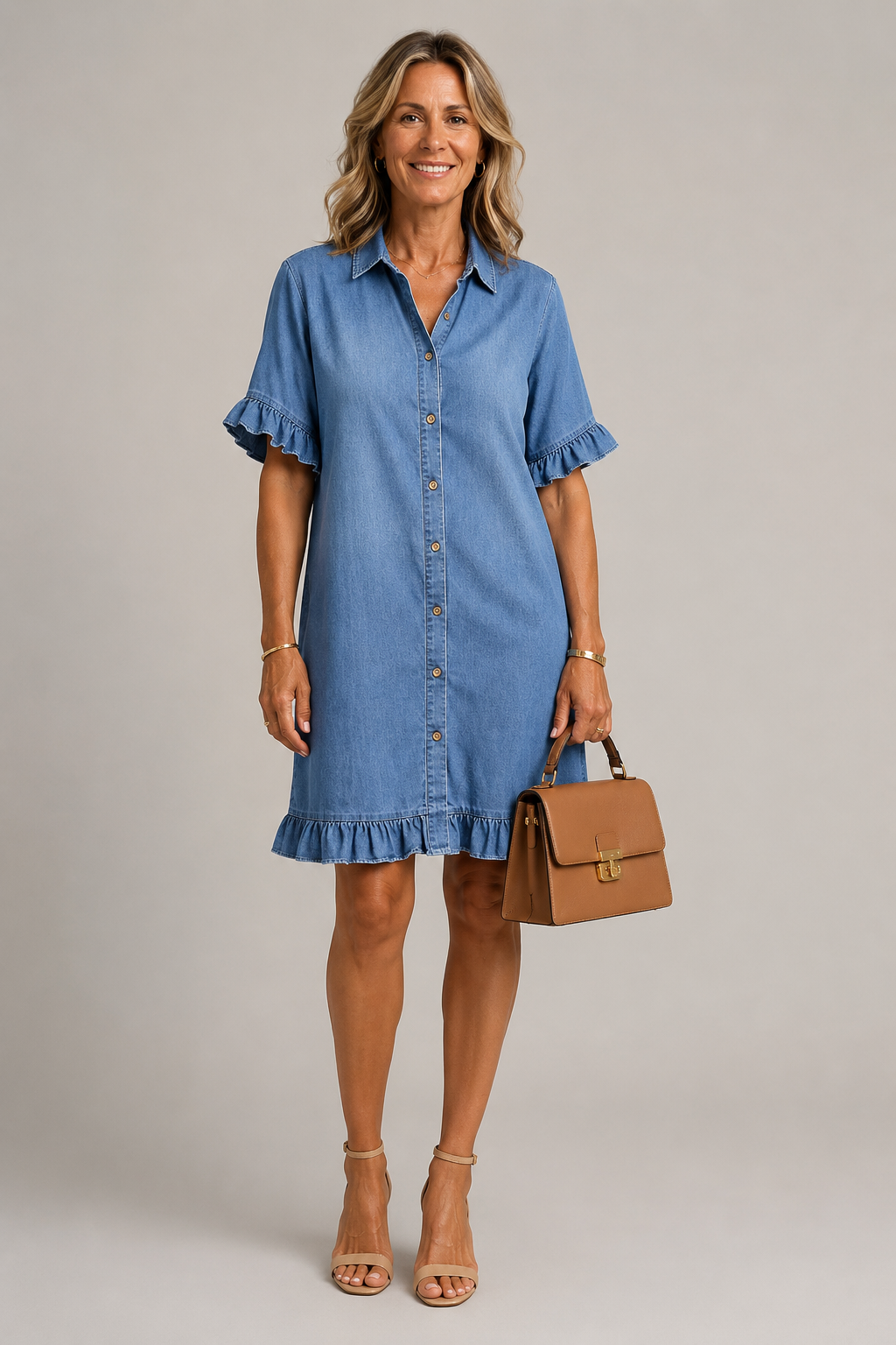Margaux – Robe boutonnée effet denim