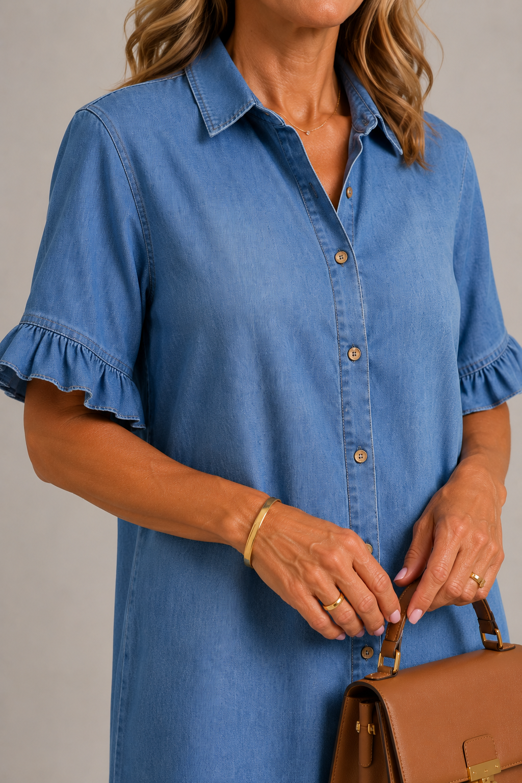 Margaux – Robe boutonnée effet denim