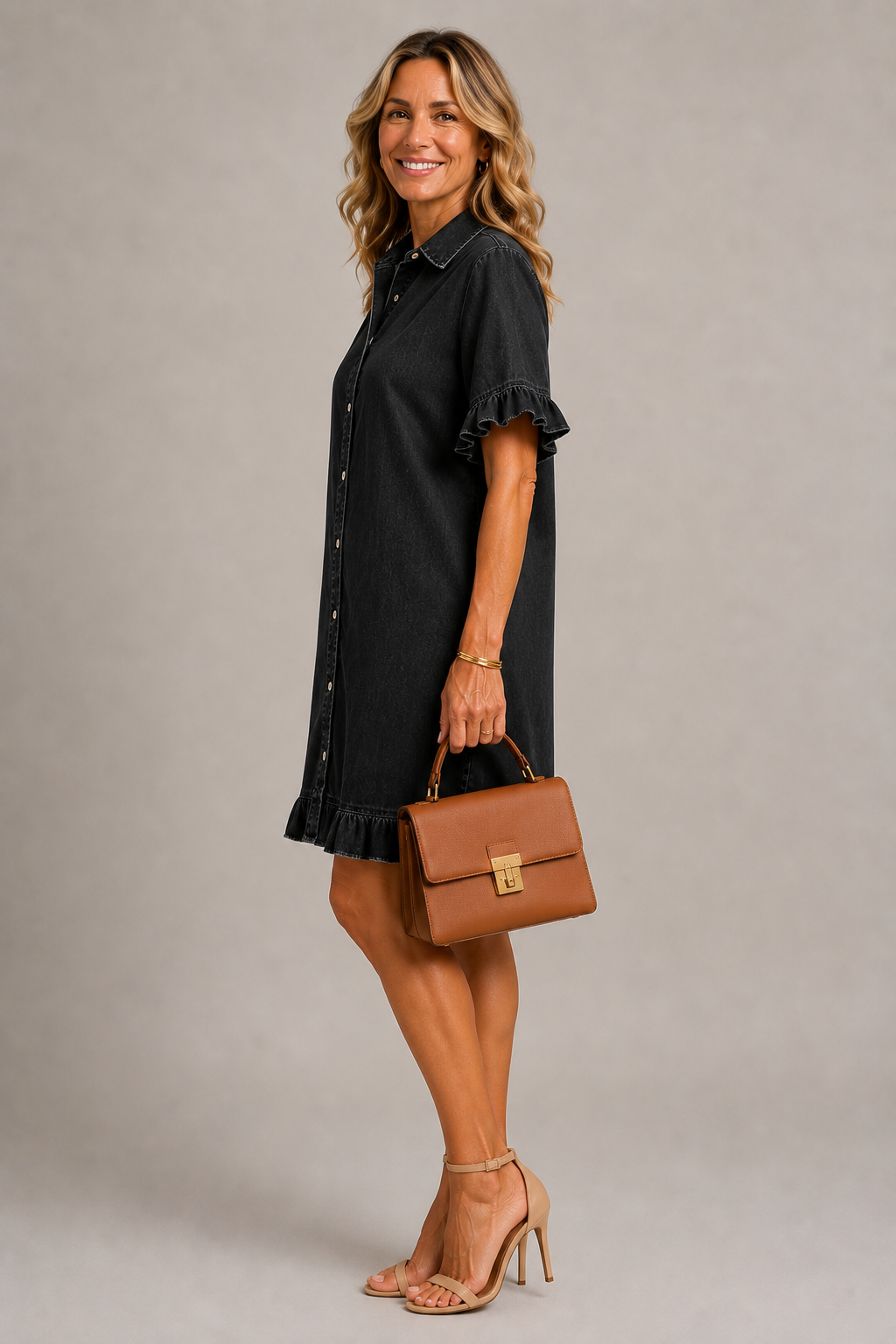 Margaux – Robe boutonnée effet denim