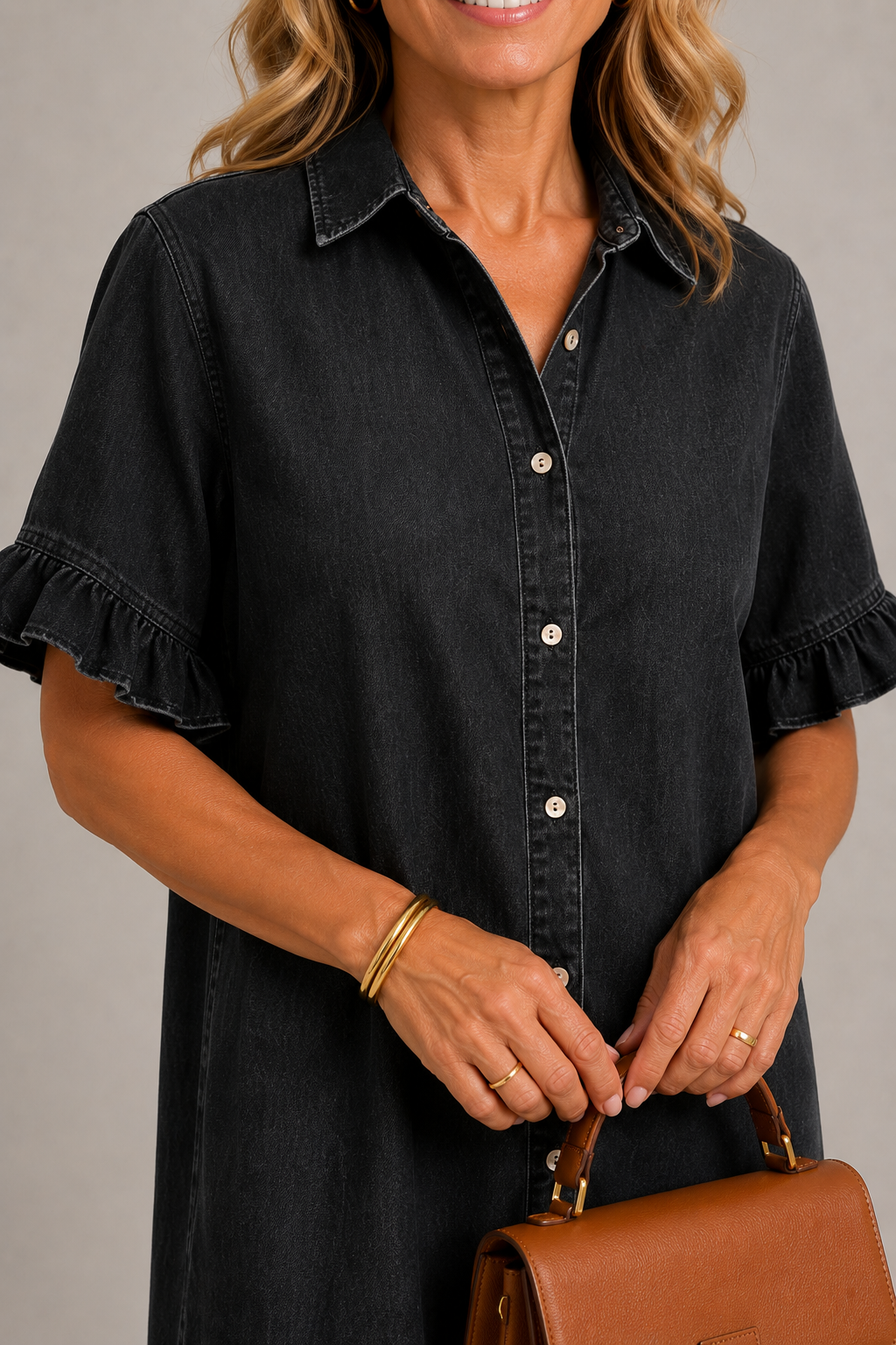 Margaux – Robe boutonnée effet denim
