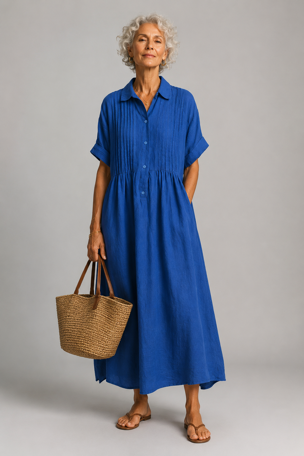 Océane – Robe longue d’été bleue