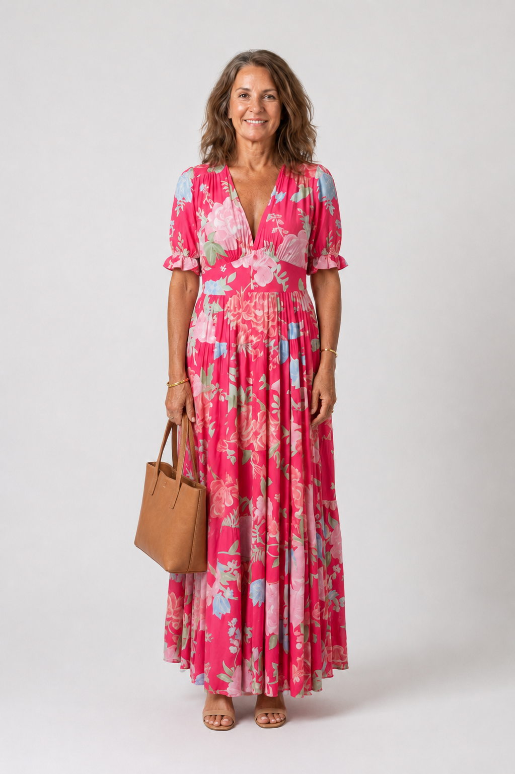 Line – Robe midi romantique fleurie à col V